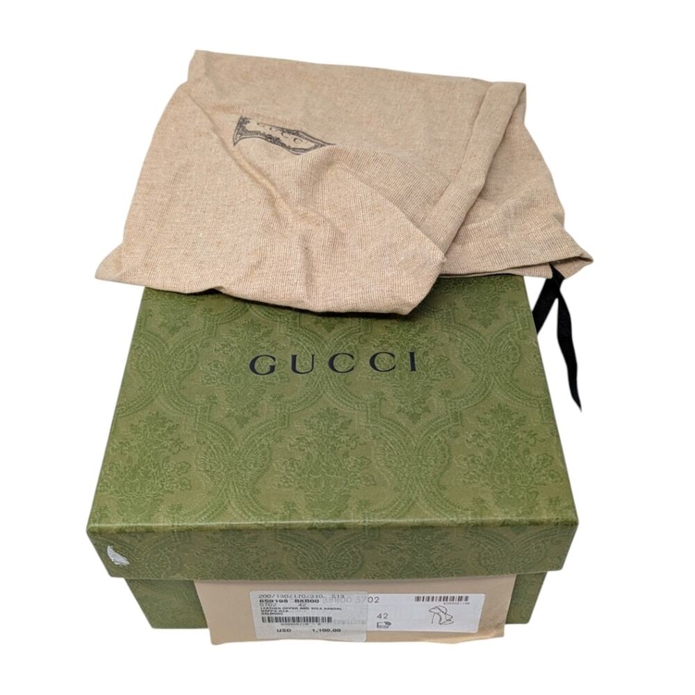 Gucci Sylvie Chain 95mm Metallic Rose Gold Strappy Leather Sandal Heel 42 | 11.5 - Picture 13 of 15